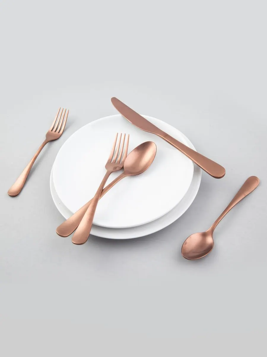 Cambridge Silversmiths Набор столовых приборов Rhiannon Copper Satin из 20 предметов, на 4 персоны — изображение 3 из 5, медь