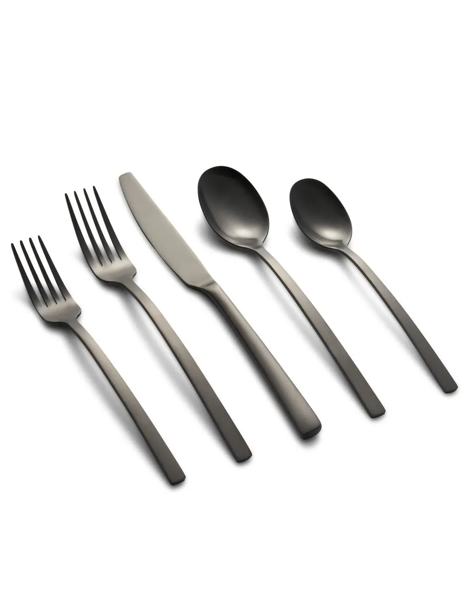 Cambridge Silversmiths Набор столовых приборов Beacon Black Satin, 45 предметов, на 8 персон — изображение 1 из 7, черный