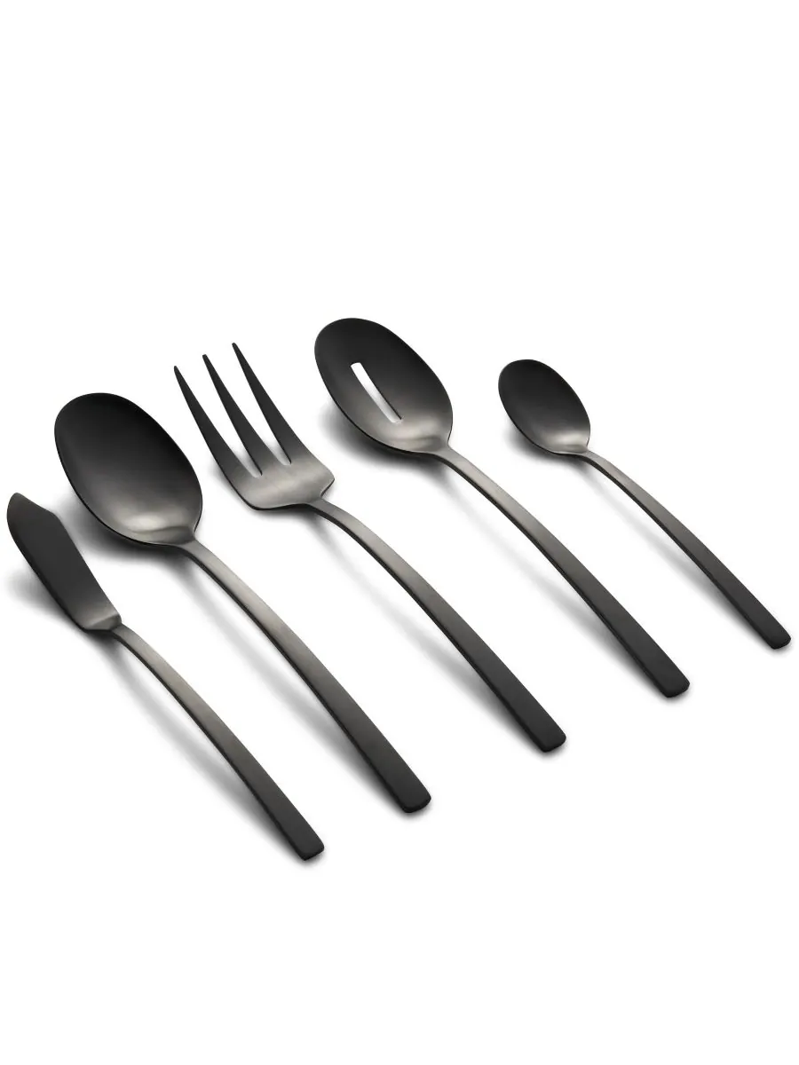 Cambridge Silversmiths Набор столовых приборов Beacon Black Satin, 45 предметов, на 8 персон — изображение 2 из 7, черный