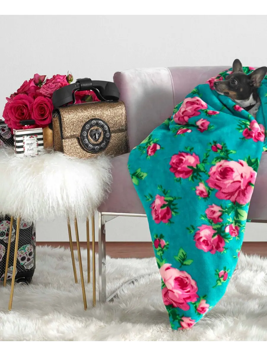 Мягкое плюшевое одеяло bouquet day, размер twin. Betsey Johnson — изображение 3 из 8, голубой
