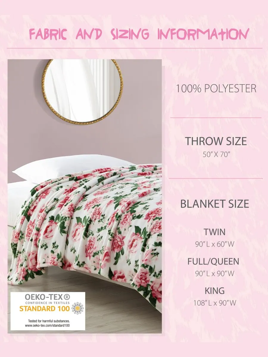 Мягкое плюшевое одеяло bouquet day, размер twin. Betsey Johnson — изображение 4 из 8, голубой
