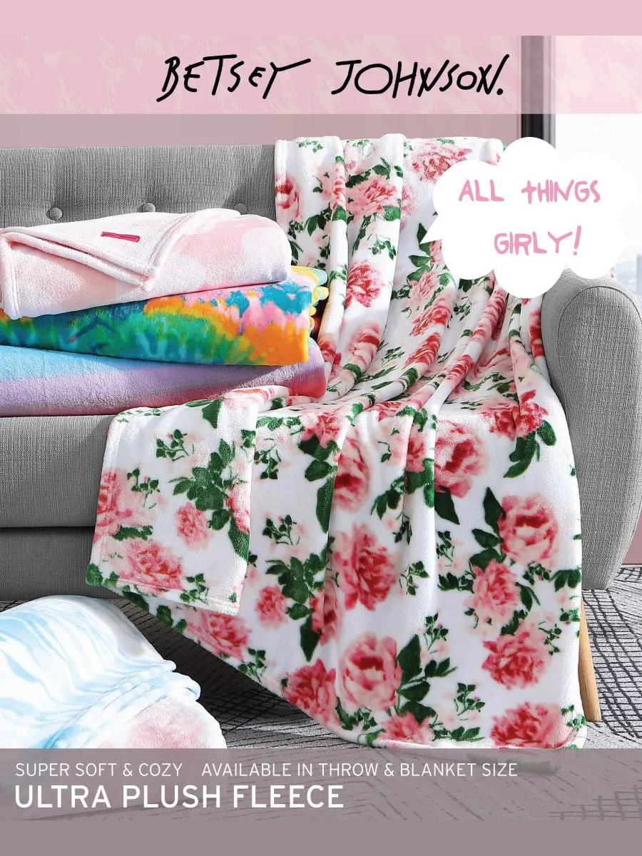 Мягкое плюшевое одеяло bouquet day, размер twin. Betsey Johnson — изображение 6 из 8, голубой