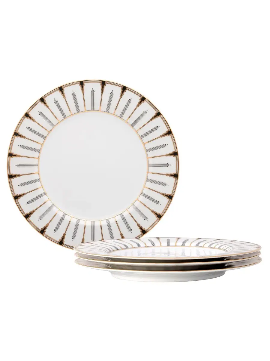 Набор из 4 обеденных тарелок Empire Gold Noritake — изображение 1 из 6, золотистый белый