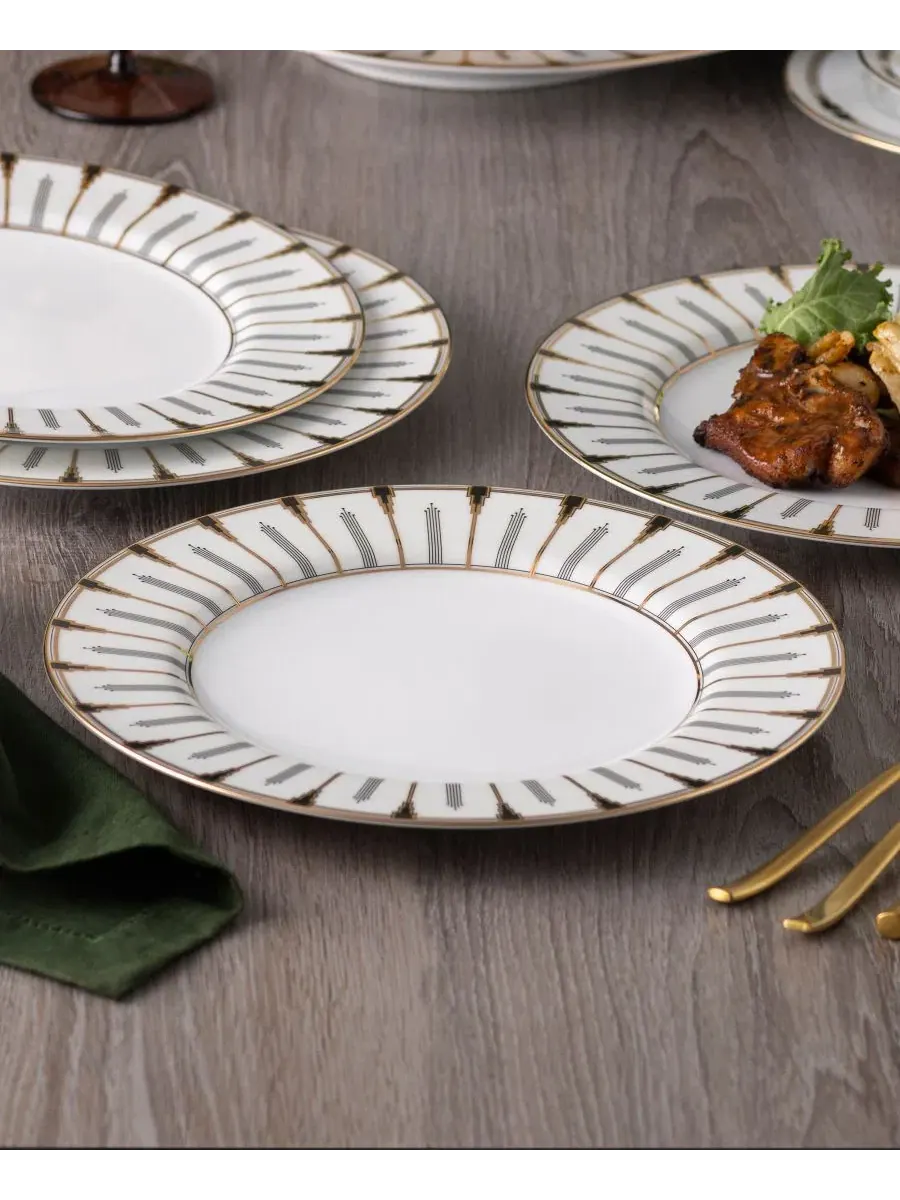 Набор из 4 обеденных тарелок Empire Gold Noritake — изображение 2 из 6, золотистый белый