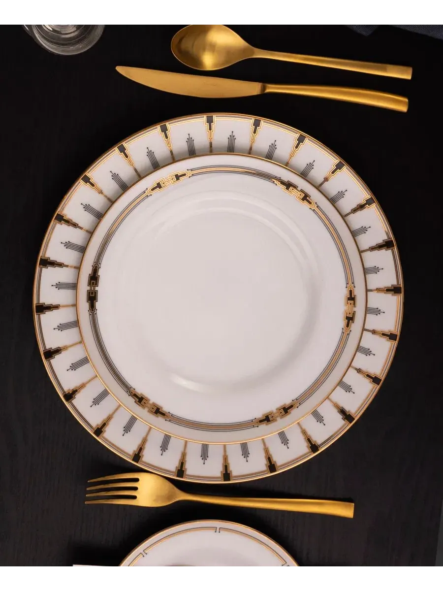 Набор из 4 обеденных тарелок Empire Gold Noritake — изображение 5 из 6, золотистый белый