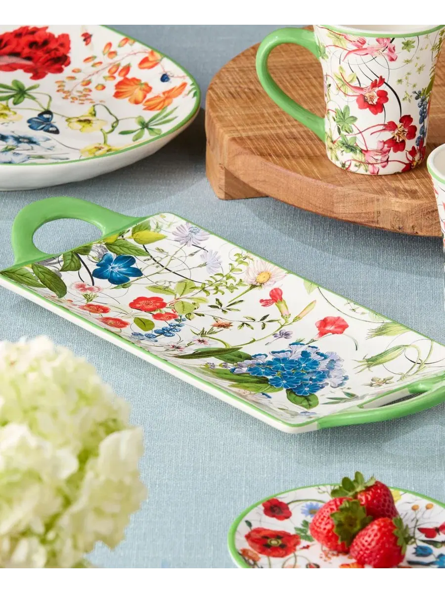 Прямоугольный поднос с ручками Greenhouse, Ceramic Certified International — изображение 3 из 4, мульти