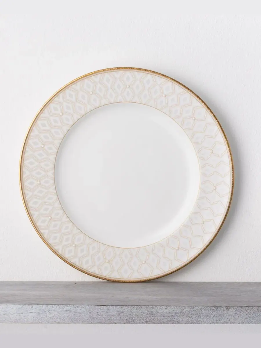Набор из 4 обеденных тарелок Noble Pearl, диаметр 28 см Noritake — изображение 3 из 12, белый золотистый