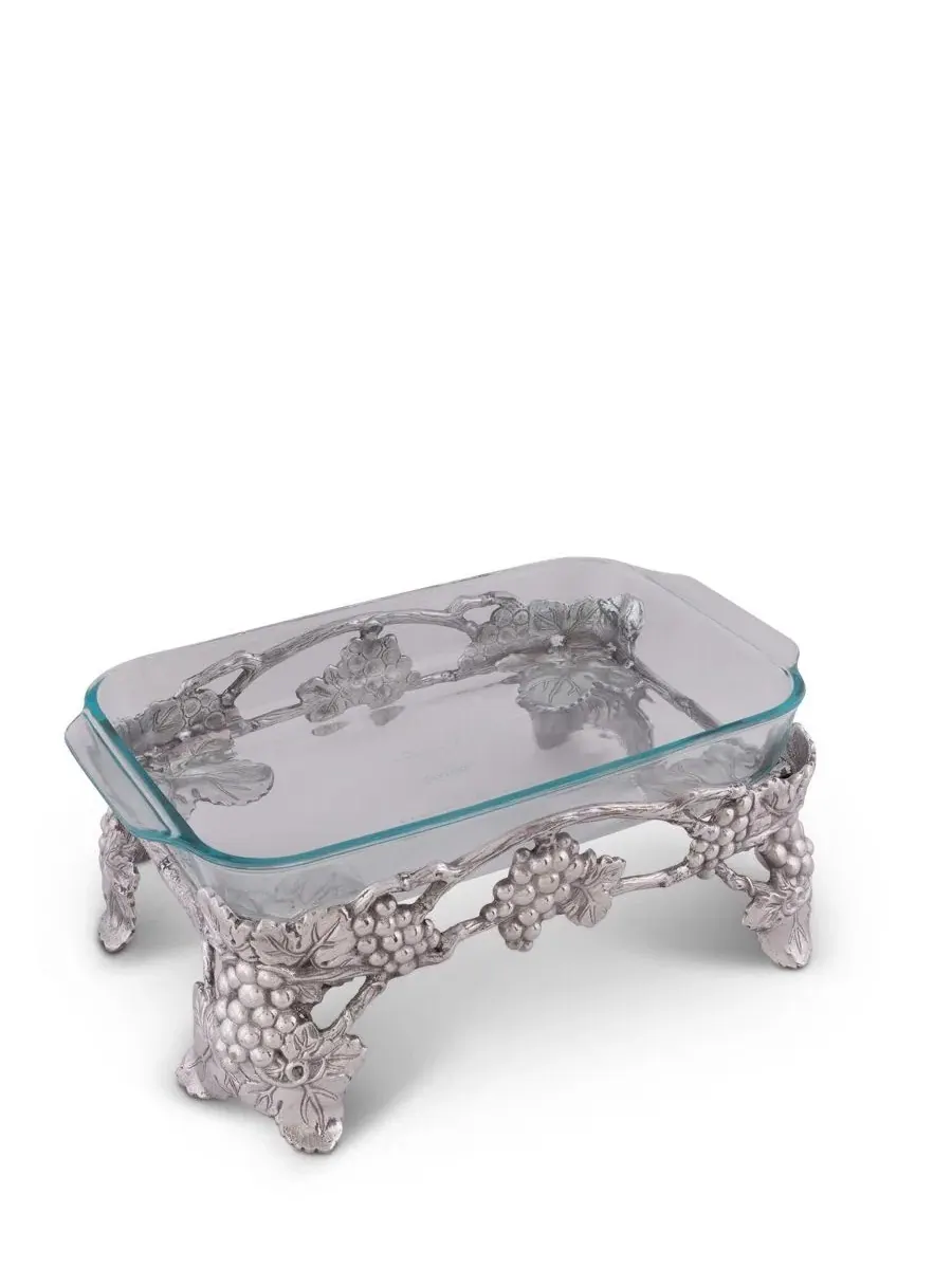 Подставка для кастрюли с виноградным узором, модель Grape Pyrex Holder Arthur Court — изображение 1 из 4, серебряный