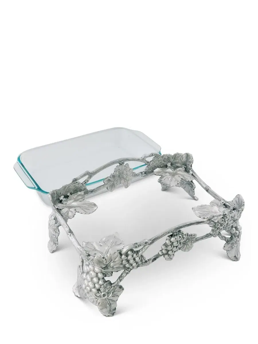 Подставка для кастрюли с виноградным узором, модель Grape Pyrex Holder Arthur Court — изображение 2 из 4, серебряный