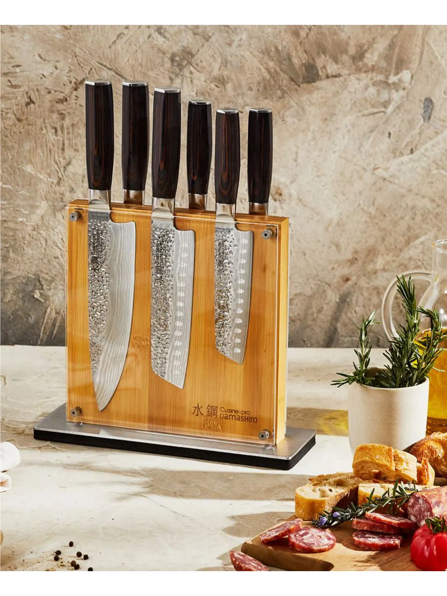 Набор ножей Damashiro Emperor Shi с подставкой, 7 предметов Cuisine::pro, — изображение 3 из 7, нет цвета