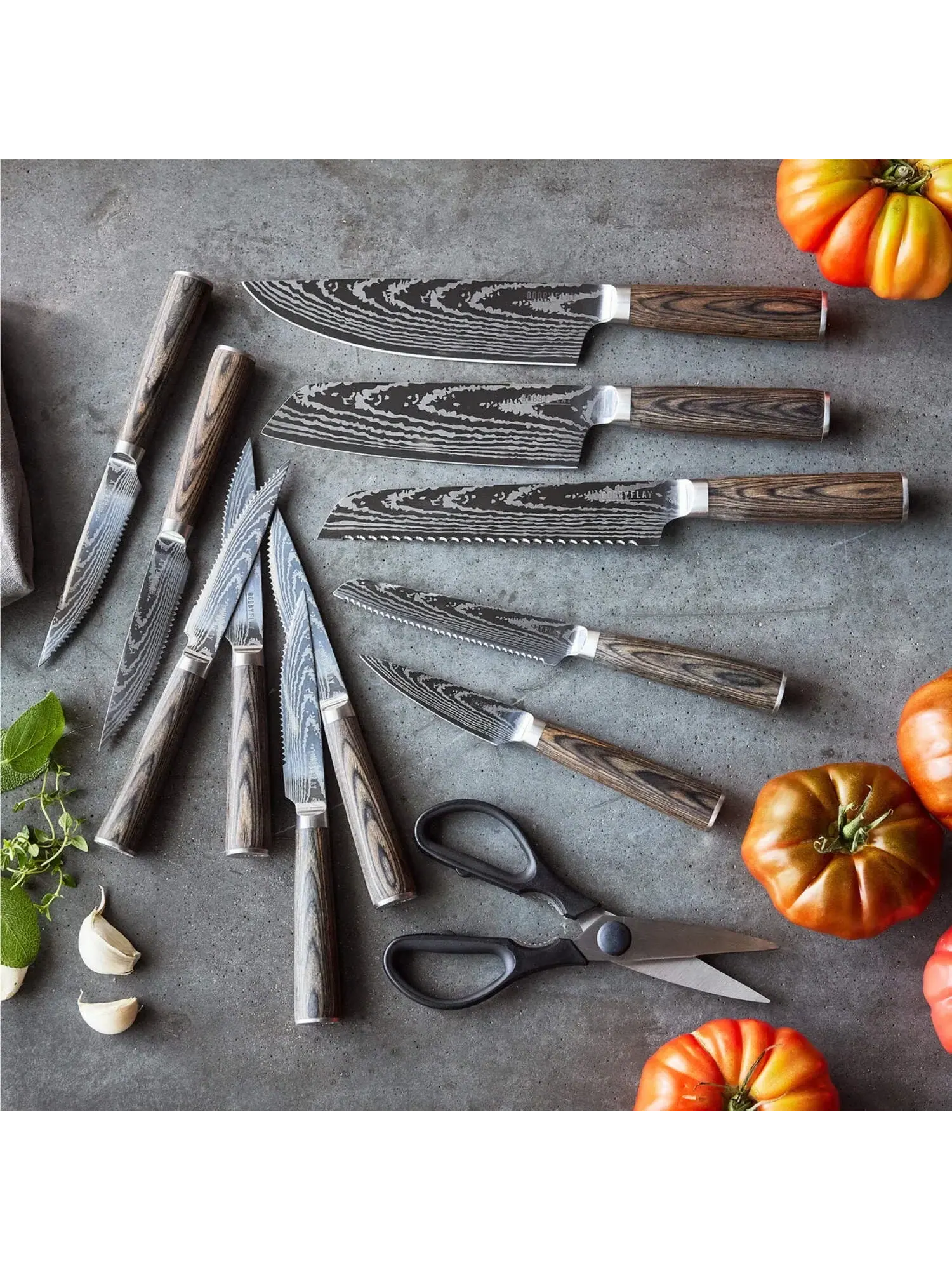 Набор кухонных ножей в блоке GreenPan x Bobby Flay, 13 предметов — изображение 5 из 11, коричневый