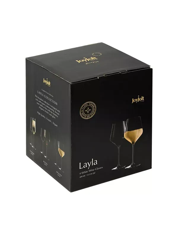 Бокалы для белого вина Layla, набор из 4 шт. Joyjolt — изображение 4 из 4, прозрачный