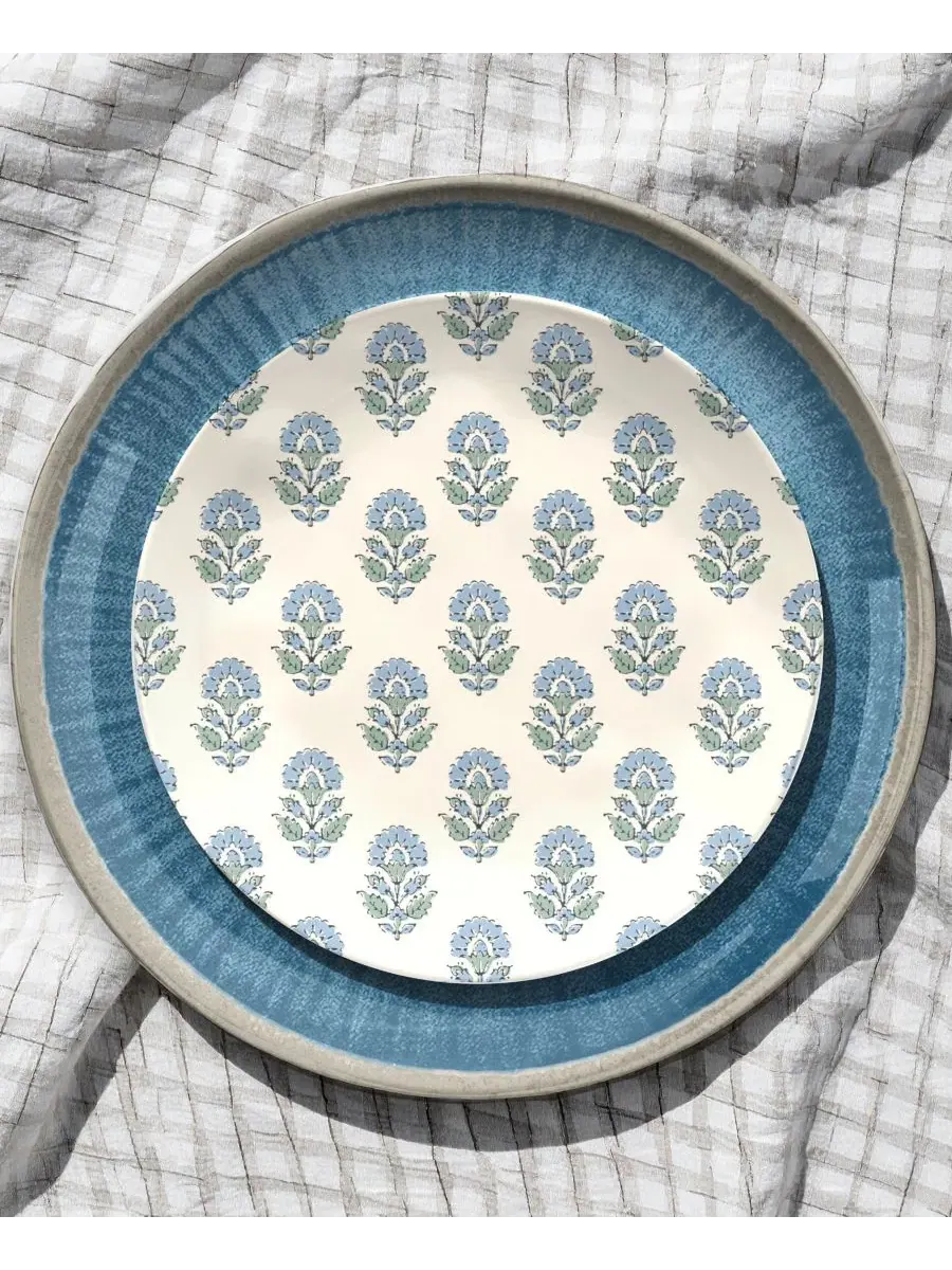 Набор из 6 обеденных тарелок Kashmir, 26 см, NewWave Melamine Abode Homewares — изображение 4 из 5, синий
