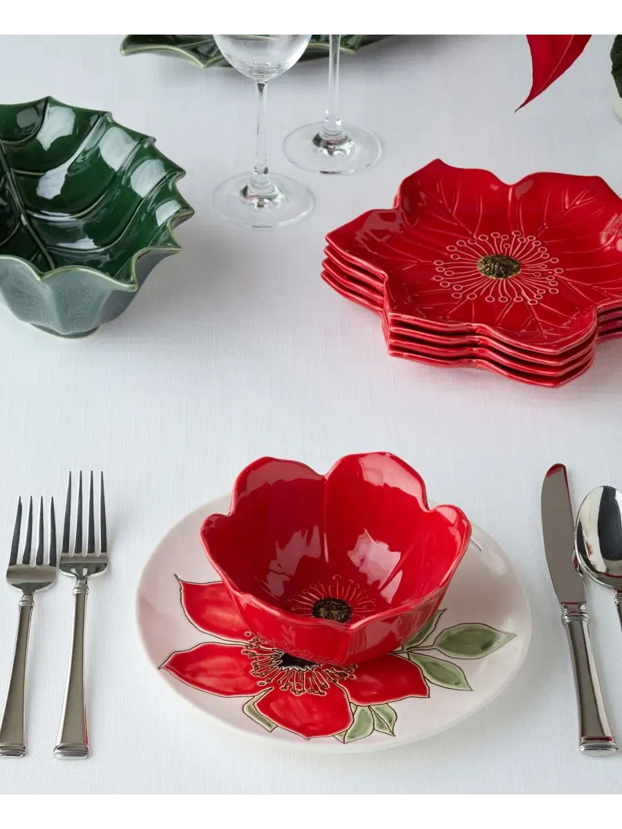 Набор из 4 пиал для мороженого в форме пуансеттии, 12 унций, Festive Blooms Certified International — изображение 6 из 7