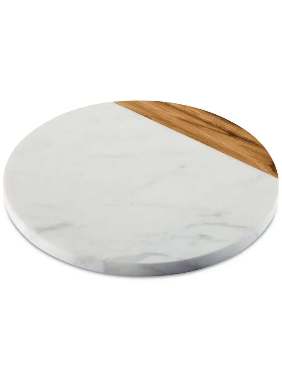 Сервировочная доска Pantryware из белого мрамора и тикового дерева, круглая, 25 см Anolon
