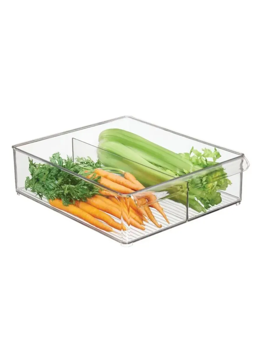 Пластиковый контейнер для продуктов с ручкой и разделителями, прозрачный, произведено в США Idesign