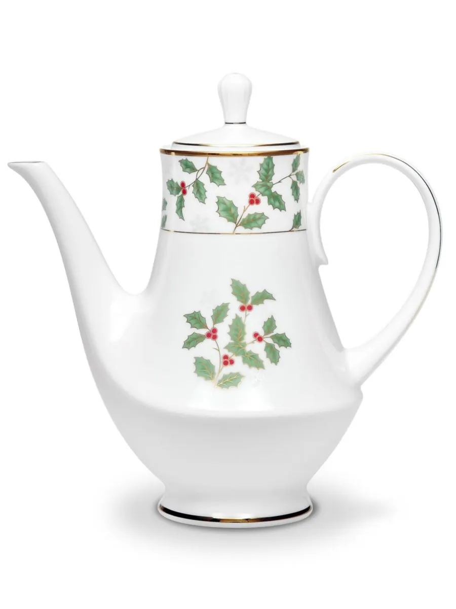 Кофейник Holly & Berry Gold, 49 унций Noritake — изображение 1 из 8, зеленый
