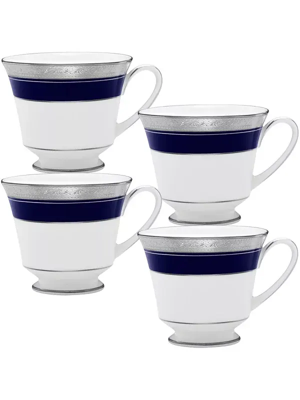 Набор из 4 чашек Crestwood Cobalt Platinum, сервиз на 4 персоны Noritake — изображение 1 из 1, синий
