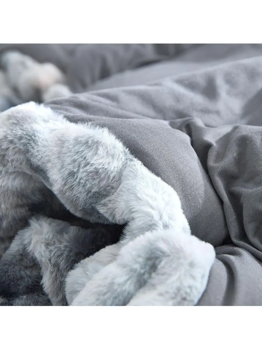 Большое одеяло для йоги Chunky Bunny в горошек Coma Inducer — изображение 4 из 4, белый серый