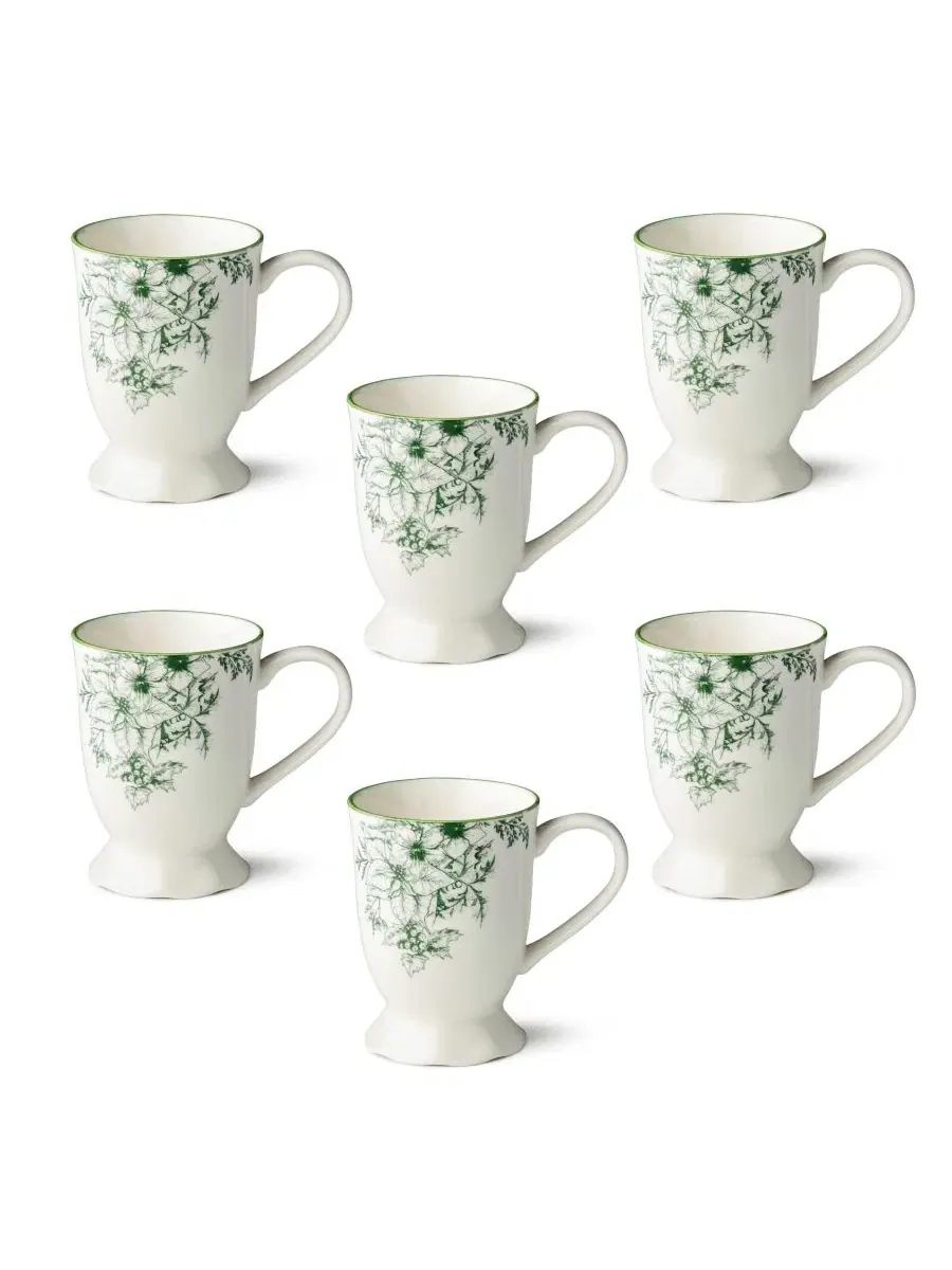 Набор из 6 кружек Winter Evergreen, 16 унций, фарфор Certified International