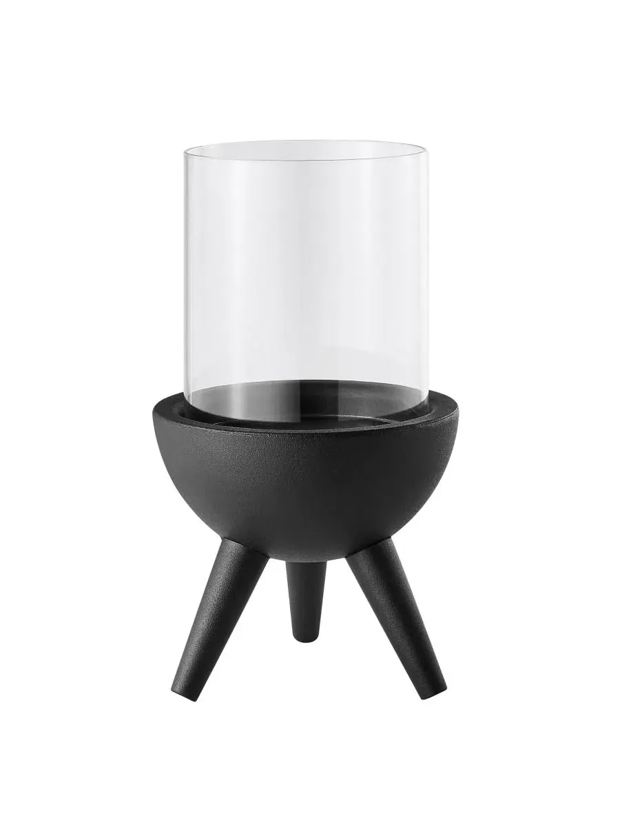 Подсвечник-столбик с металлическим основанием Molta Modern Black Metal Bold Pedestal and Glass