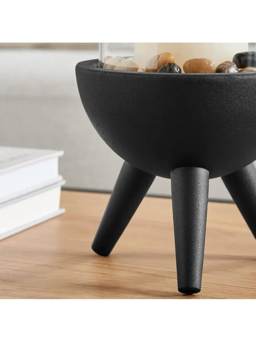 Подсвечник-столбик с металлическим основанием Molta Modern Black Metal Bold Pedestal and Glass — изображение 2 из 10