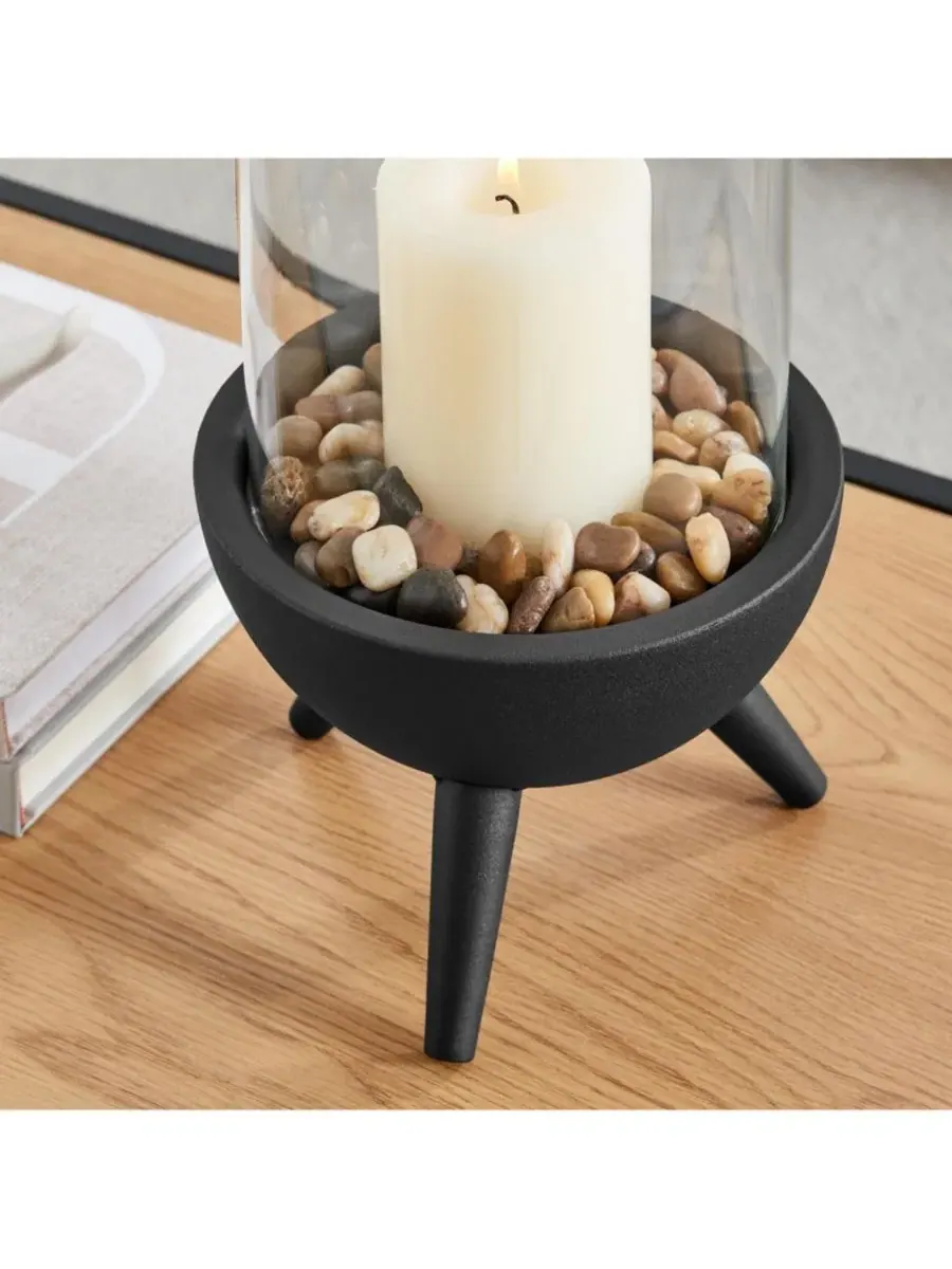 Подсвечник-столбик с металлическим основанием Molta Modern Black Metal Bold Pedestal and Glass — изображение 8 из 10