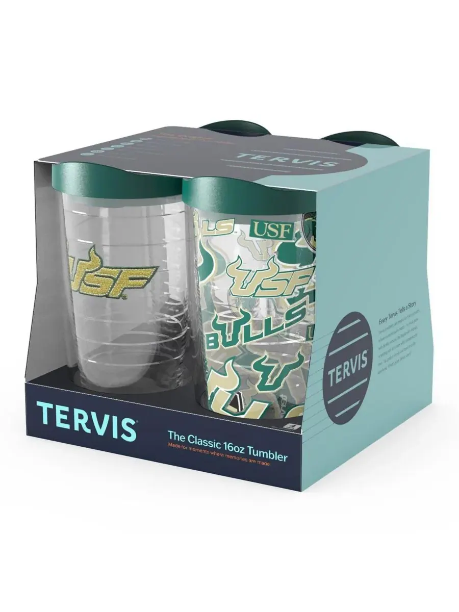 Набор из 4 стаканов Tervis с эмблемой South Florida Bulls, 16 унций, South Florida Bulls 4-Pack — изображение 2 из 5