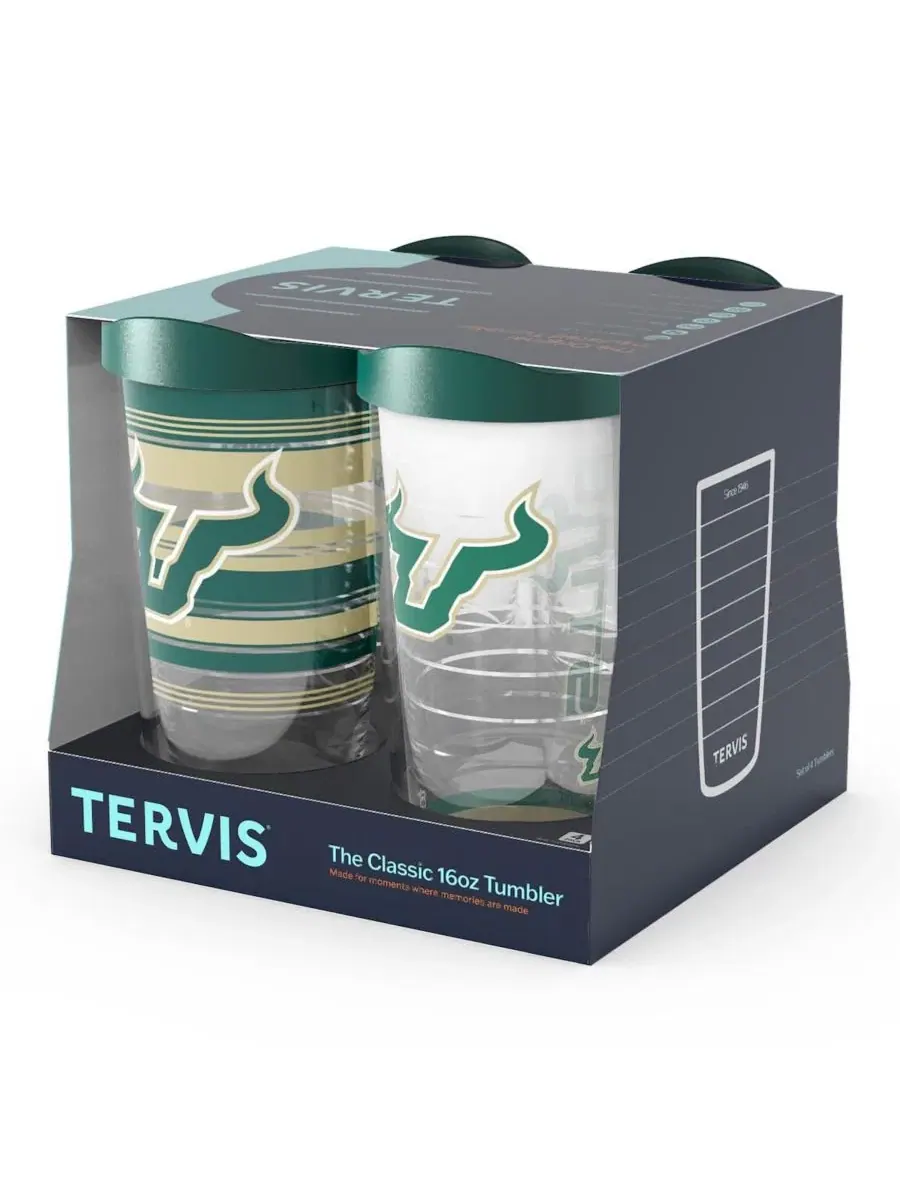 Набор из 4 стаканов Tervis с эмблемой South Florida Bulls, 16 унций, South Florida Bulls 4-Pack — изображение 3 из 5