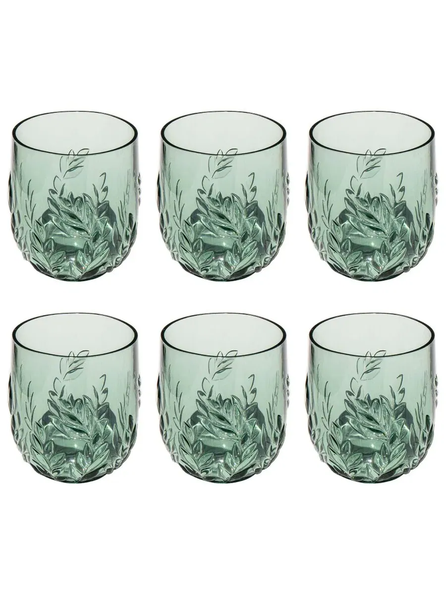 Набор из 6 бокалов для вина без ножки с тисненым листом Abode Homewares