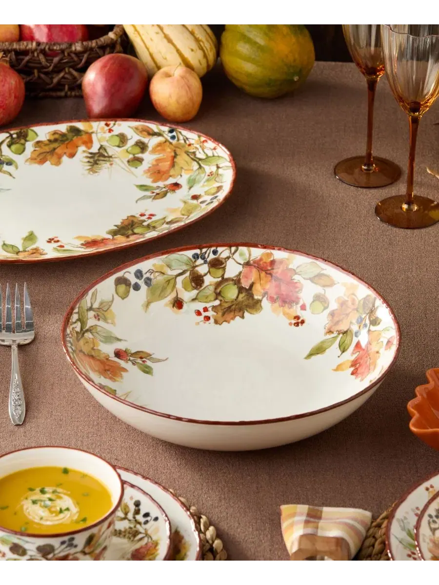 Сервировочная миска Autumn Meadows, 13 дюймов, 3.5 л, керамическая Certified International — изображение 3 из 4, мульти