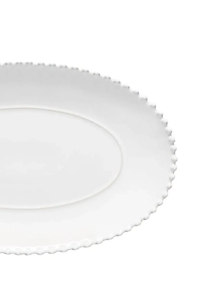 Овальное блюдо для подачи Pearl 9.8" с жемчужной кромкой Costa Nova — изображение 3 из 3, белый