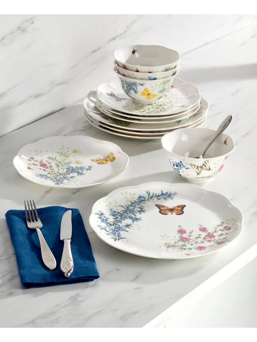 Набор посуды Butterfly Meadow Herbs, 12 предметов, на 4 персоны Lenox — изображение 3 из 7, мульти