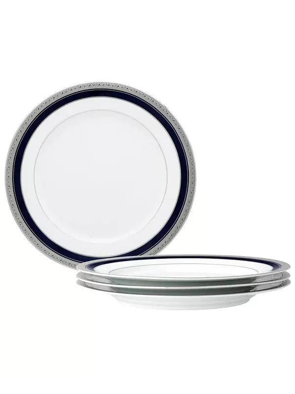 Набор из 4 обеденных тарелок Crestwood Cobalt Platinum, на 4 персоны Noritake — изображение 1 из 1, синий