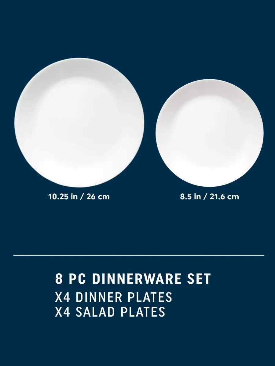 Набор из 8 тарелок Vitrelle Shimmering White Corelle — изображение 4 из 6, белый