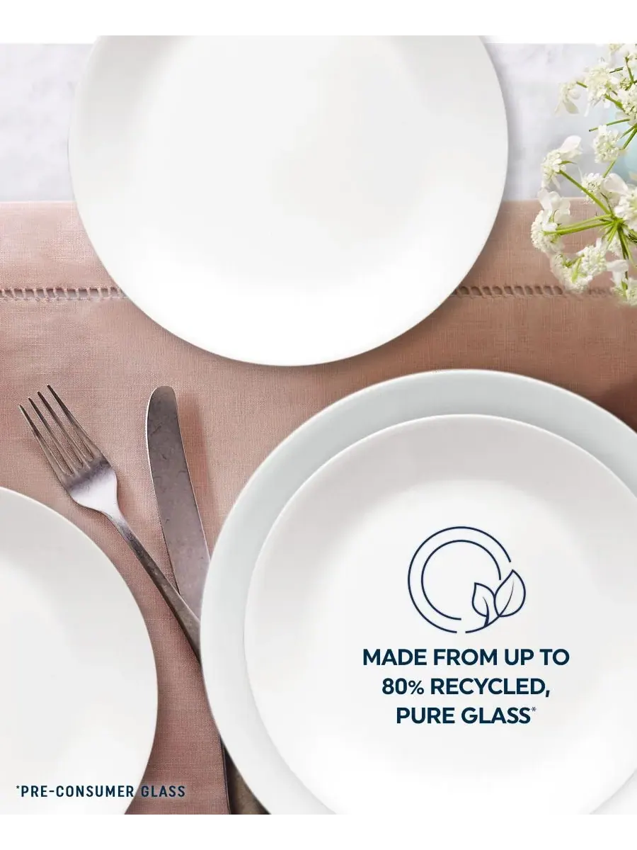 Набор из 8 тарелок Vitrelle Shimmering White Corelle — изображение 5 из 6, белый