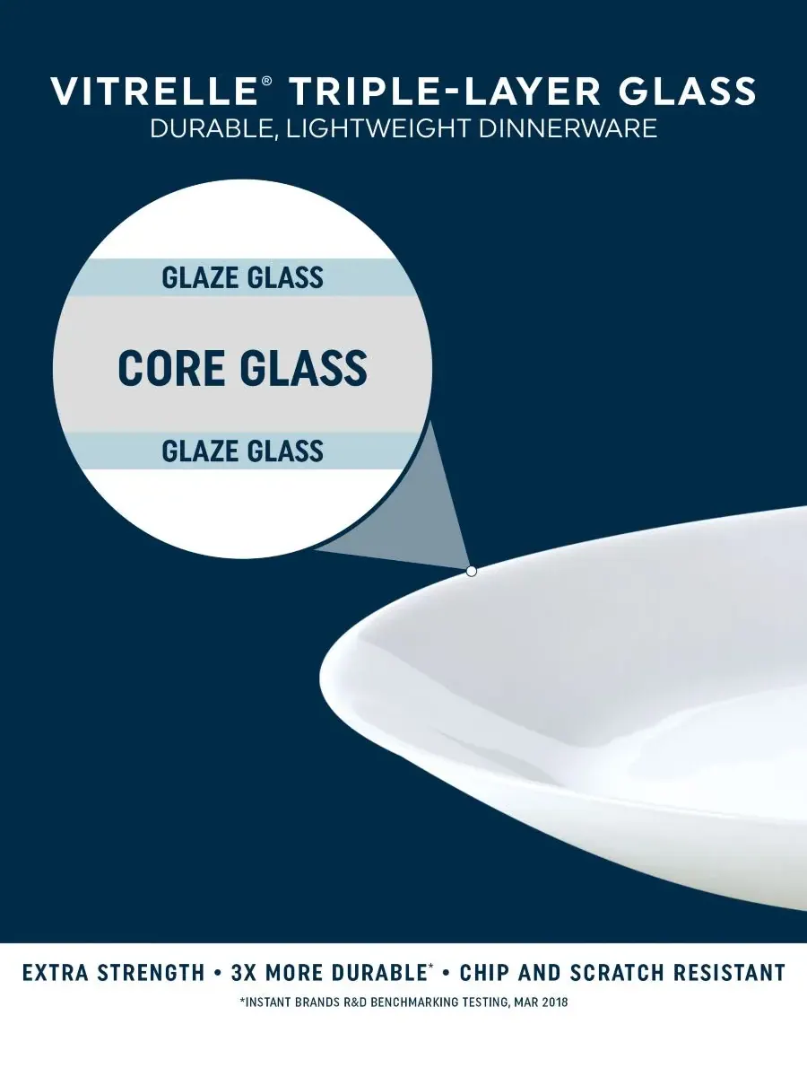 Набор из 8 тарелок Vitrelle Shimmering White Corelle — изображение 6 из 6, белый