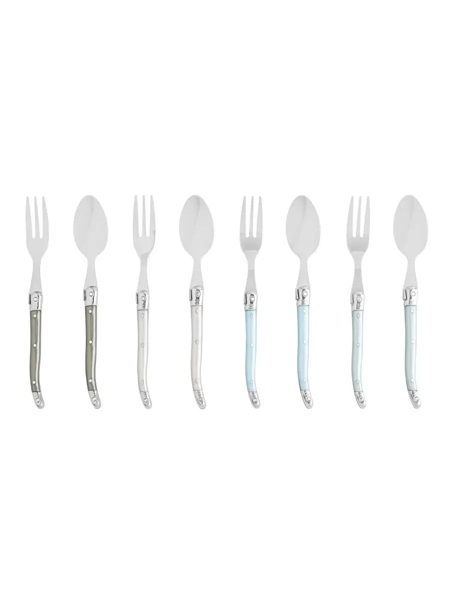 Набор из 8 приборов для десерта Laguiole French Home, Pearlized Shades Of Pewter Green, Sage, Baby