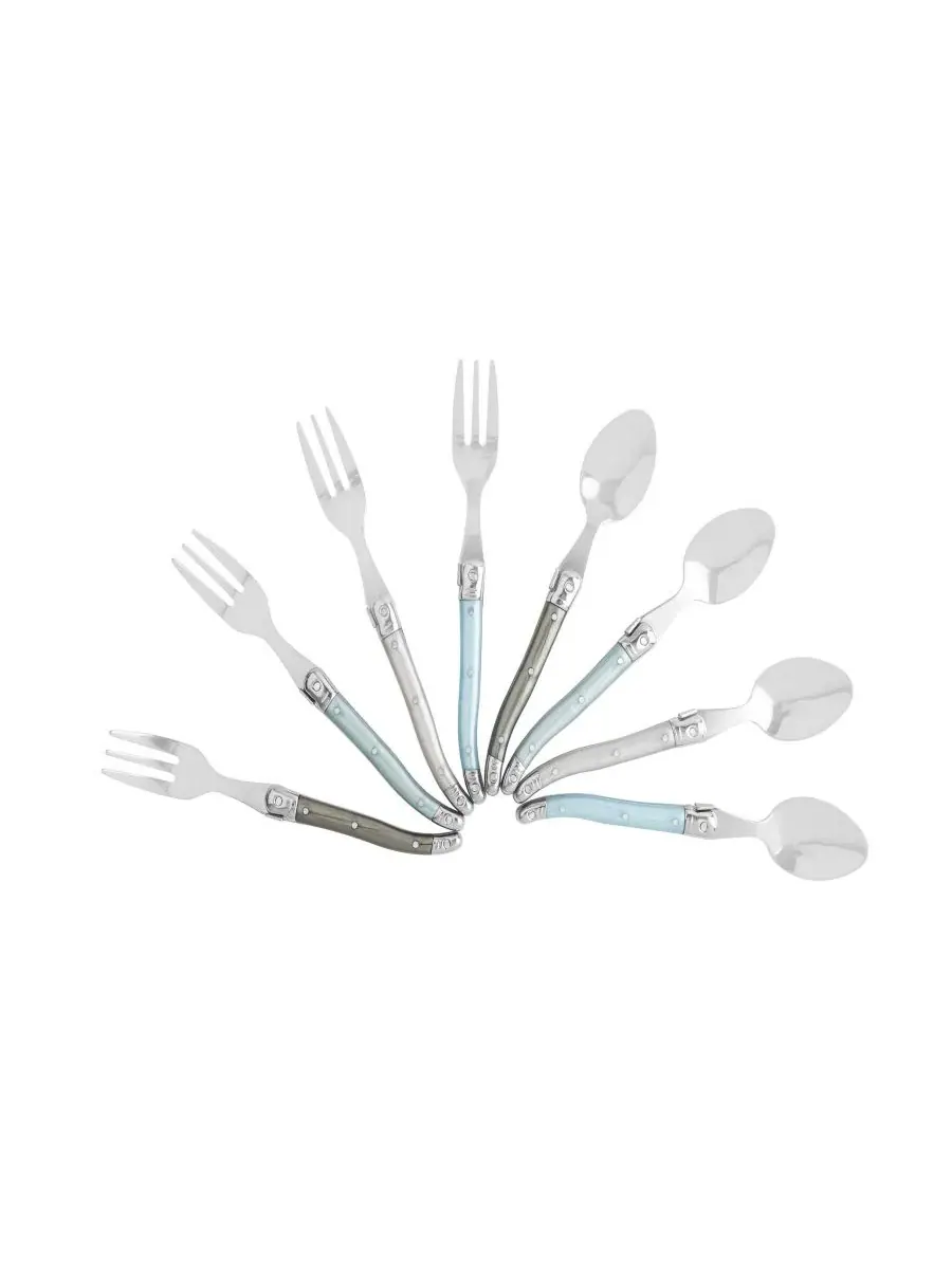Набор из 8 приборов для десерта Laguiole French Home, Pearlized Shades Of Pewter Green, Sage, Baby — изображение 2 из 7