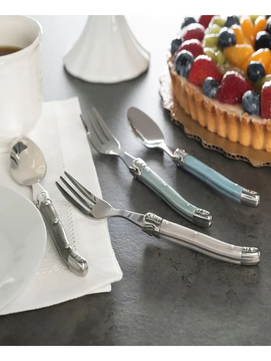 Набор из 8 приборов для десерта Laguiole French Home, Pearlized Shades Of Pewter Green, Sage, Baby — изображение 6 из 7