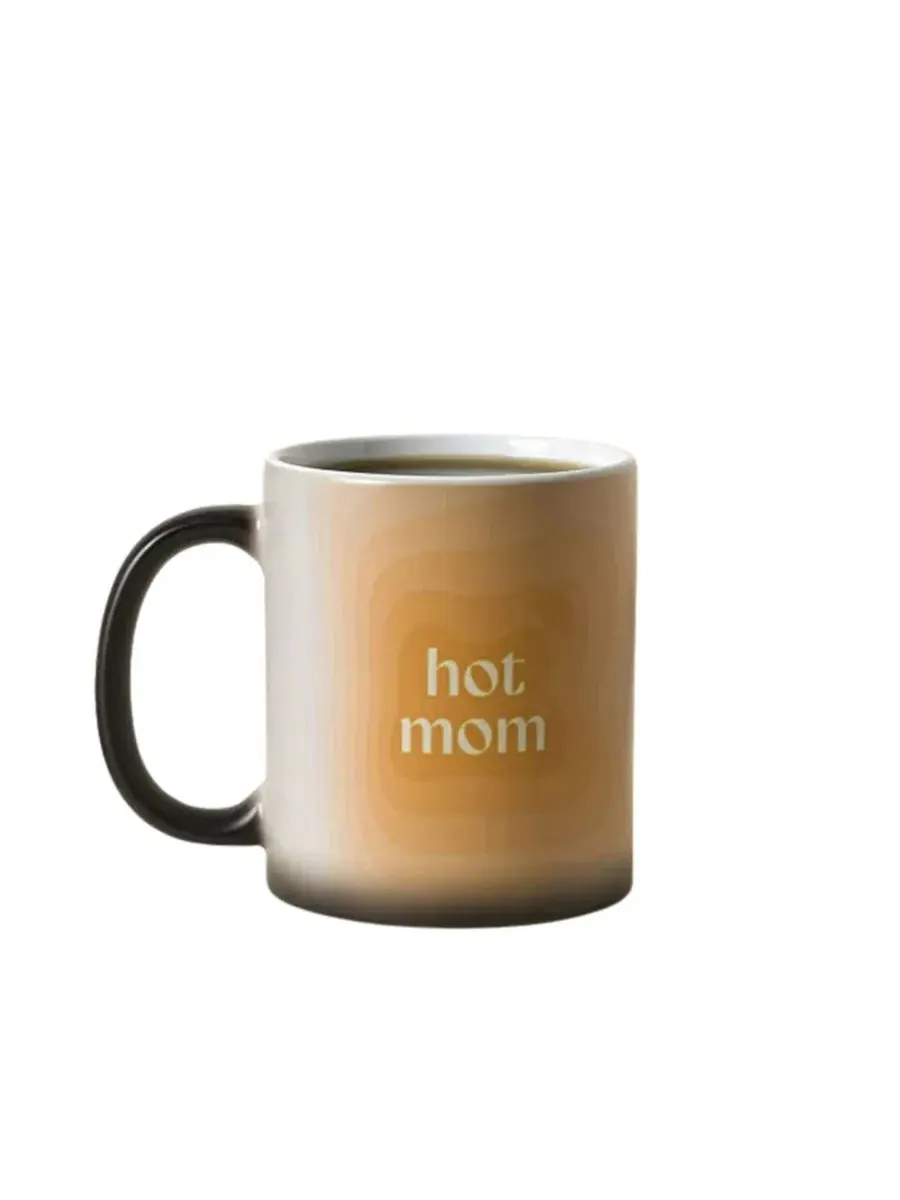 Кружка с принтом Mostly Cool (Sometimes Hot) Mom Uncommon Goods, 0.33 л — изображение 1 из 3, черный/оранжевый