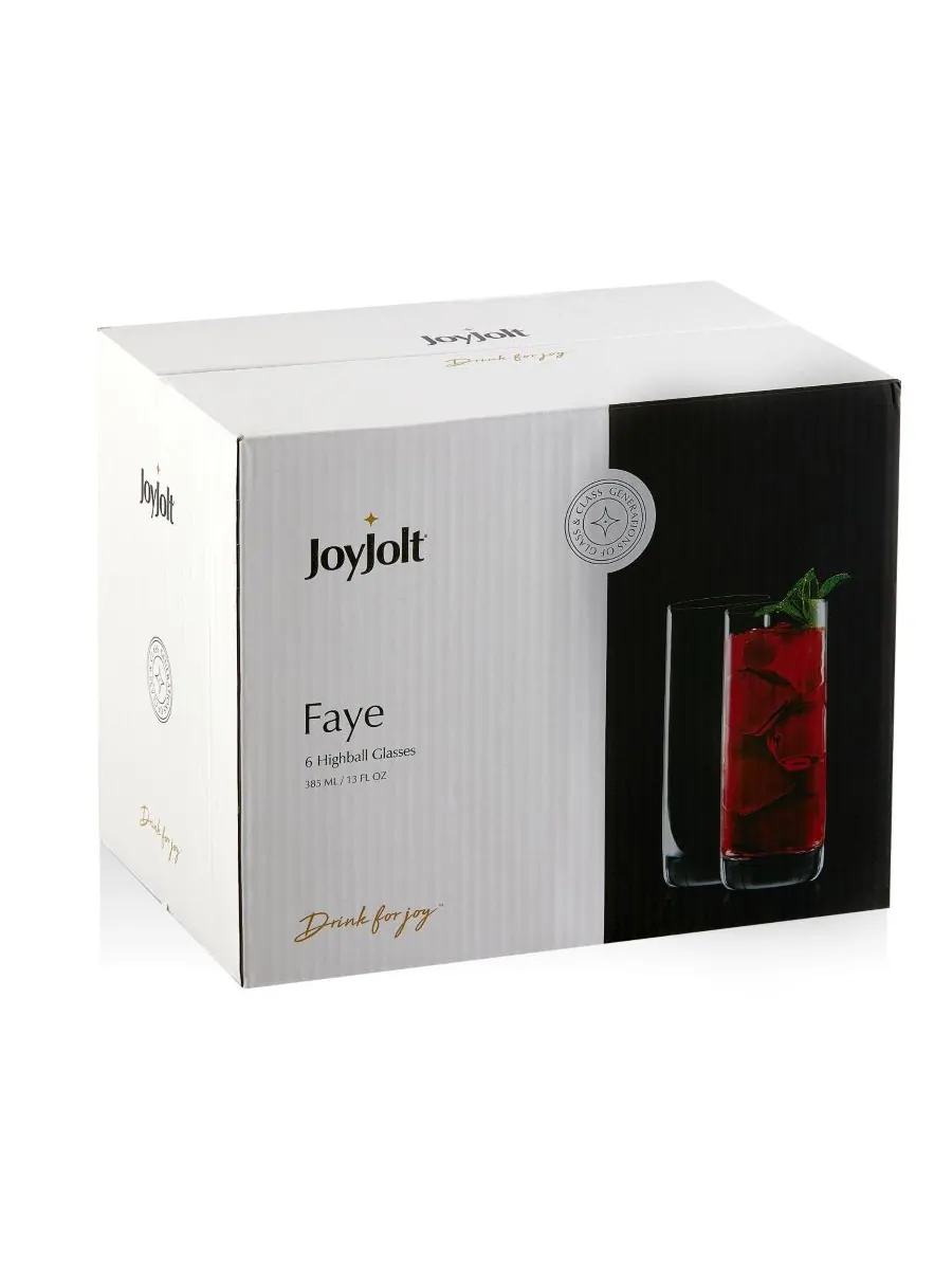 Набор из 6 бокалов для коктейлей Faye Highball JoyJolt — изображение 5 из 5, прозрачный