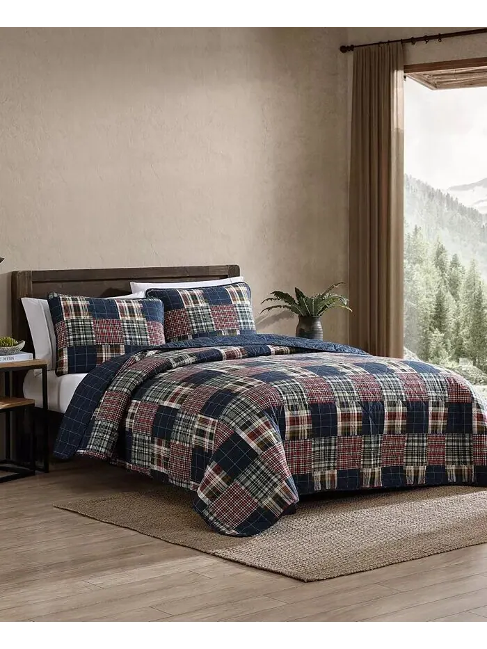 Темно-синий комплект одеял в клетку Madrona Eddie Bauer — изображение 2 из 7