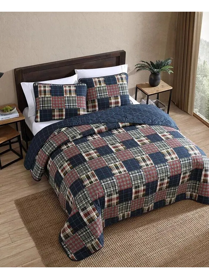 Темно-синий комплект одеял в клетку Madrona Eddie Bauer — изображение 3 из 7
