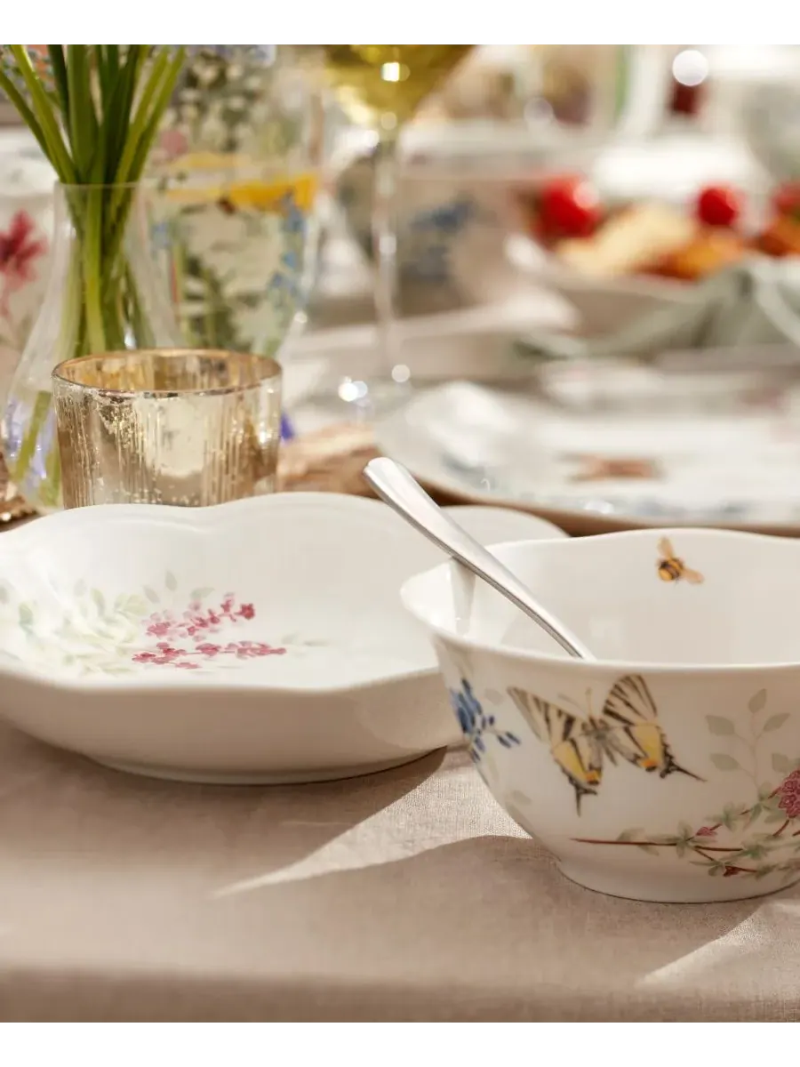 Набор из 4 тарелок для пасты с травами от Butterfly Meadow Lenox — изображение 8 из 10, мульти