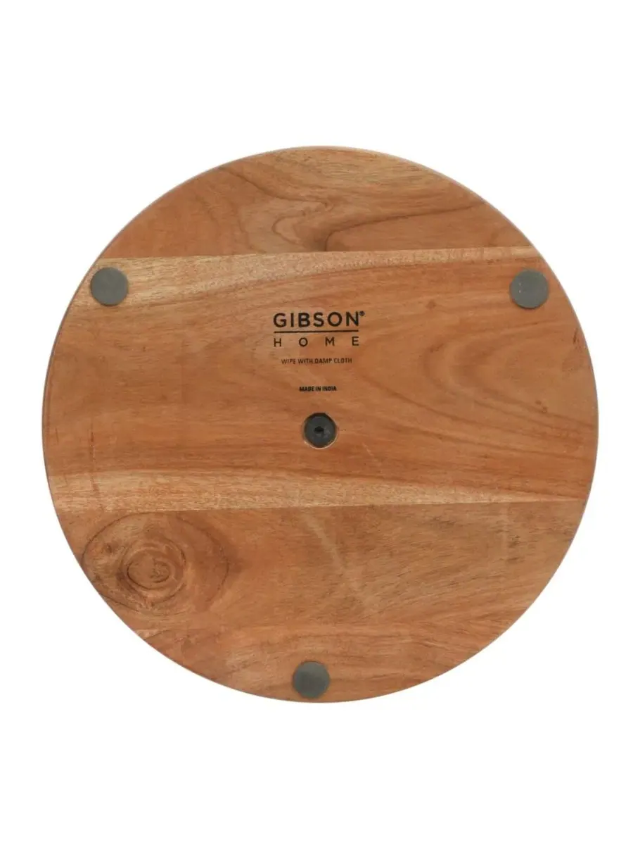 Круглый двухъярусный сервировочный поднос из акации от Gracious Dining Gibson Home — изображение 6 из 9, прозрачный