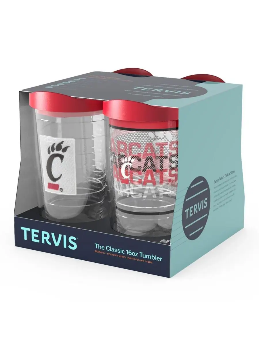 Набор из 4 стаканов Tervis Cincinnati Bearcats, 16 унций, с термоизоляцией, Emblem, Hype Stripes — изображение 2 из 5