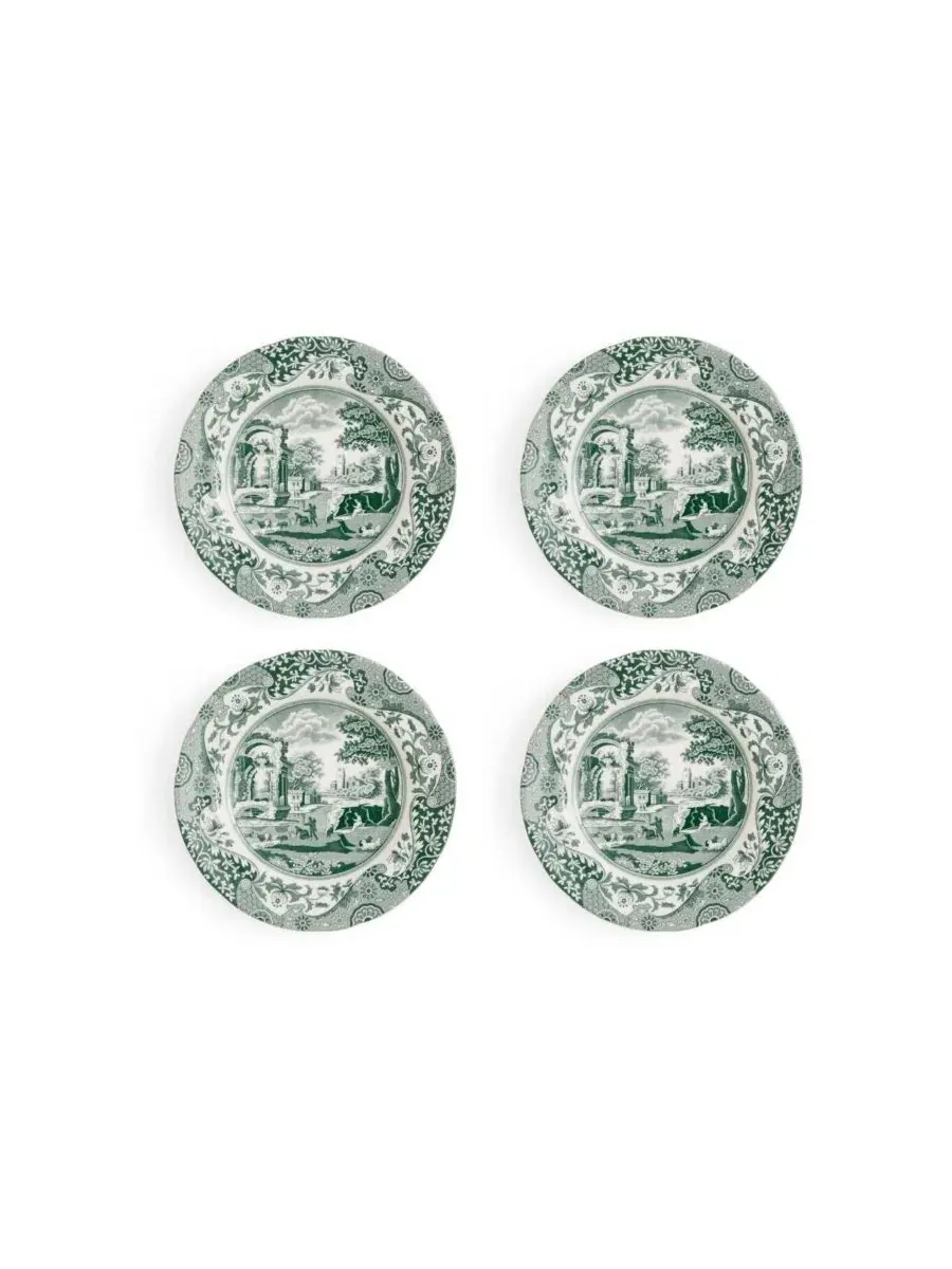 Набор из 4 итальянских тарелок для хлеба и масла Heritage Green Spode