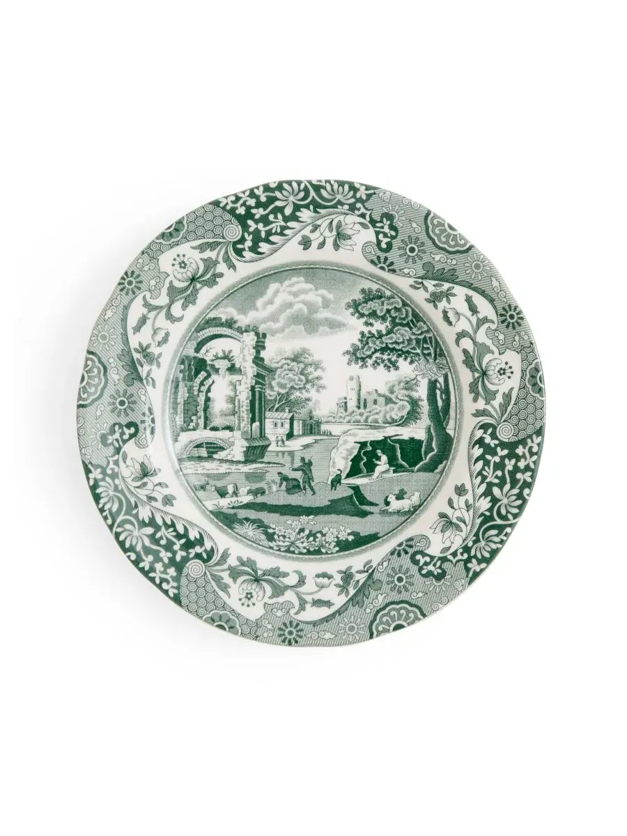 Набор из 4 итальянских тарелок для хлеба и масла Heritage Green Spode — изображение 2 из 7, зеленый