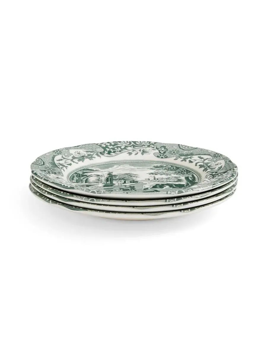 Набор из 4 итальянских тарелок для хлеба и масла Heritage Green Spode — изображение 4 из 7, зеленый